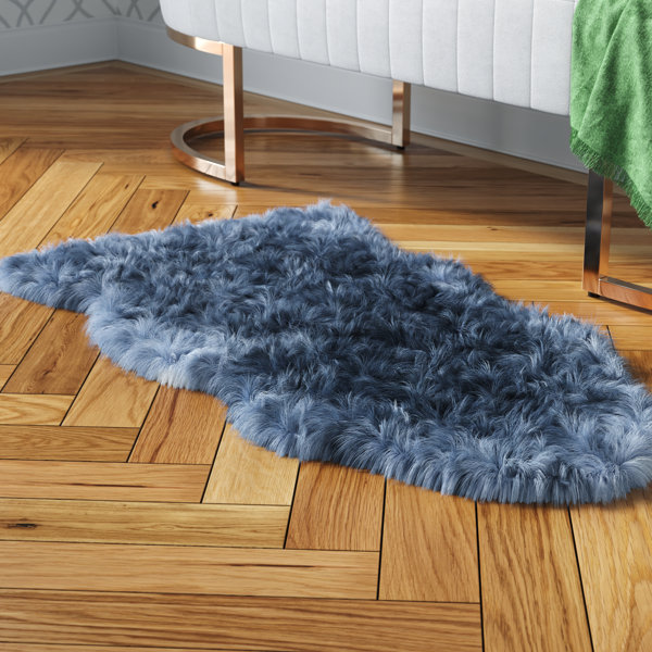 Etta Avenue™ Kali Animal Print Sheepskin Gray Area Rug Wayfair